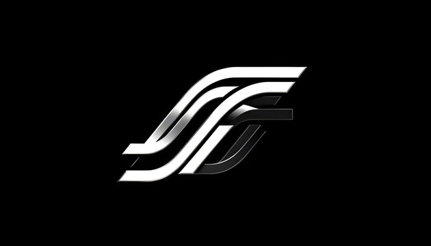 Abstract letterform logo stylized SR letters black background