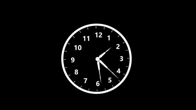 Analog clock spinning animation, alpha channel included.4k video.