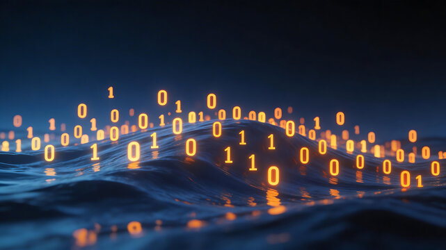 Binary numbers on a digital wave