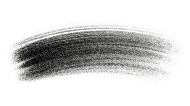 Black charcoal brush stroke isolated on white. Grunge paint texture for artistic design.