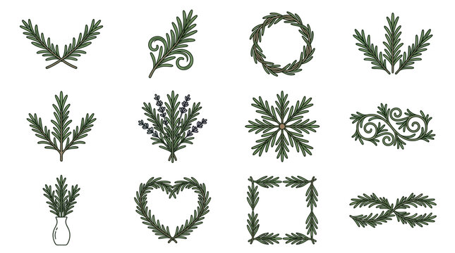 Greenery decorative elements floral botanical vector graphics
