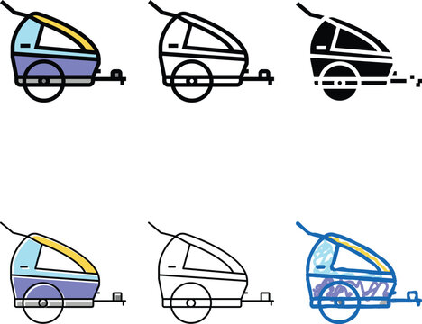 trailer kid for bicycle color pack icon vector. trailer kid for bicycle sign. isolated symbol