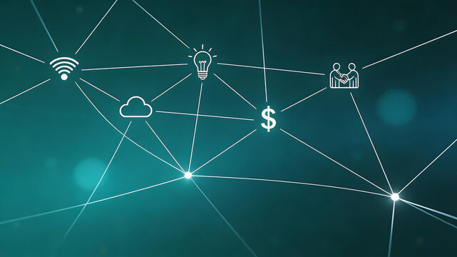 Connected icons on digital network