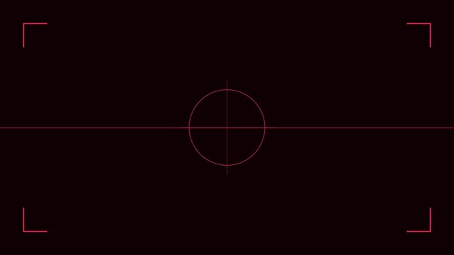 Digital camera viewfinder overlay with red reticle and focus frame for cinematic ui animation 4k interface