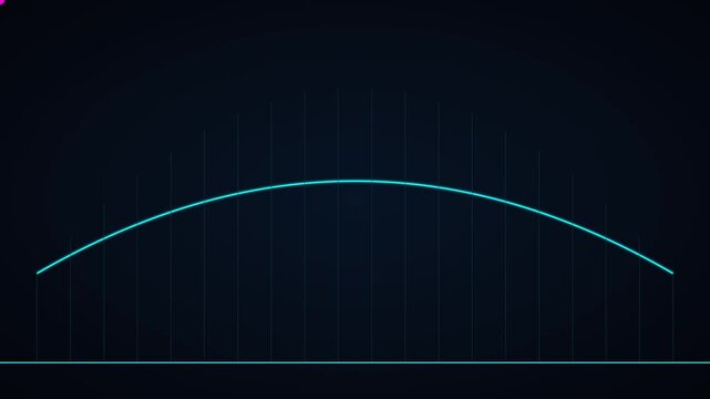 Digital data graph animation with glowing cyan curve line and vertical grid lines for financial analysis and business statistics presentation 4k