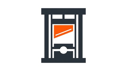 Naklejka premium Minimalist guillotine icon with orange accent on white background