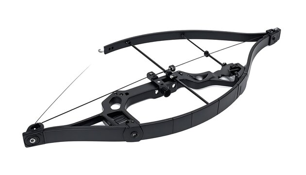 Modern black compound bow, archery sport equipment, precision aiming, outdoor recreation, hunting tool, equipment detail