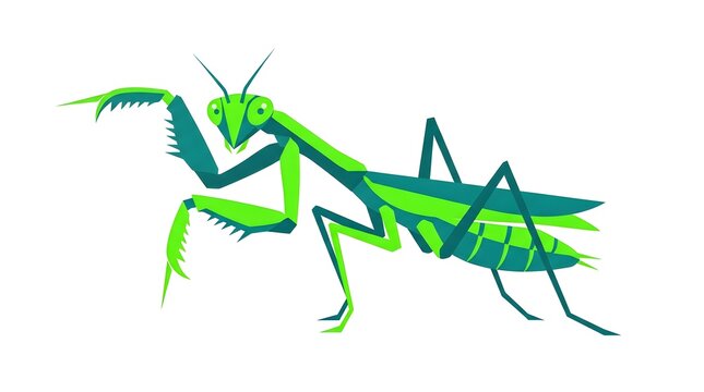 Colorful vector illustration of a praying mantis on white background