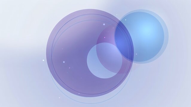 Abstract geometric composition featuring overlapping translucent spheres and delicate circular lines on soft gradient background