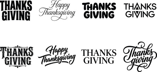 Fototapeta premium Elegant thanksgiving typography logo design with vintage style