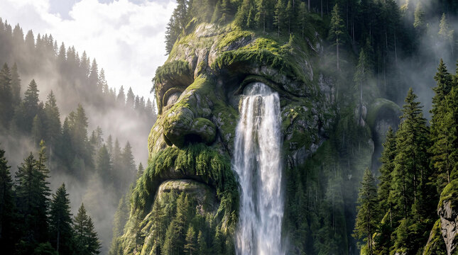 A large rock in the form of a man's face