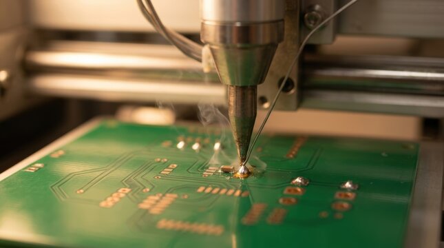 Automated soldering on blank circuit board in electronics manufacturing