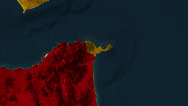 Map Zoom Animation Showing Ceuta City Location in North Africa Between Morocco and Spain