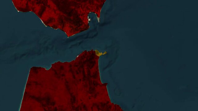 Map Zoom Animation Showing Ceuta City Location in North Africa Between Morocco and Spain