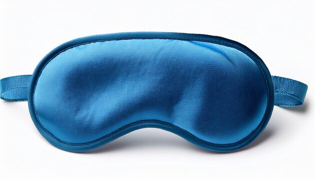 blue fabric sleep mask with elastic strap isolated on a white background cutout background