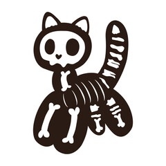 Skeleton cat bone halloween spooky feline black animal © BlackGroundMeYou 