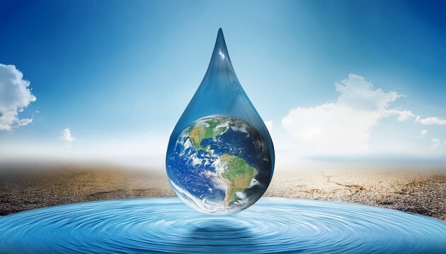 water drop with earth world water day generative ai