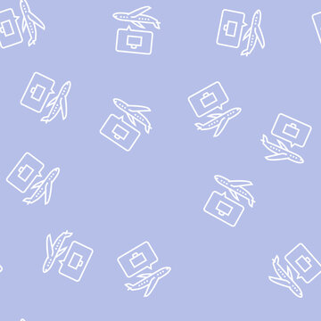 air travelling and working vector line seamless pattern air travelling and working sign illustration