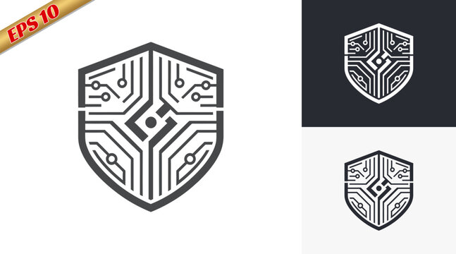 Digital Shield Security Technology Logo Design.
