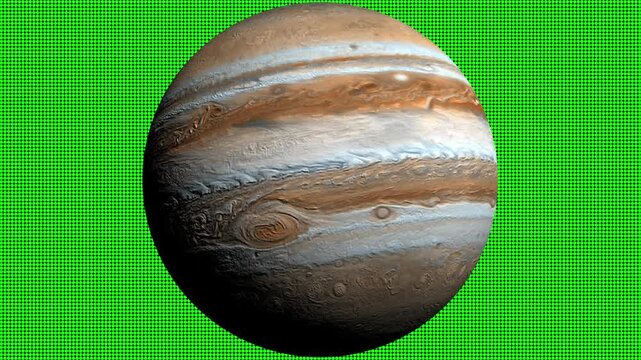 Jupiter planet rotates in deep space displaying its massive gaseous storms and iconic stripes.