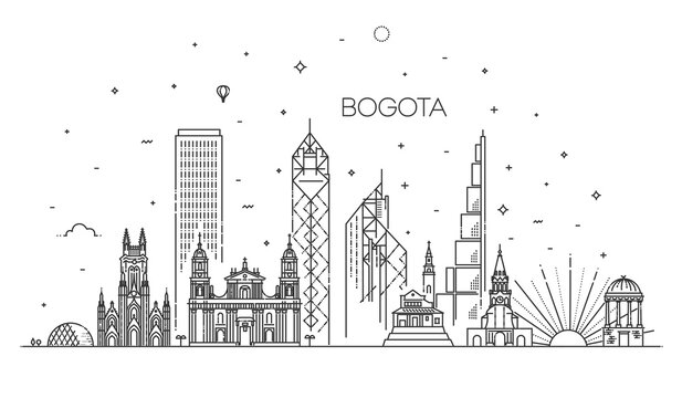 Bogota architecture line skyline vector illustration