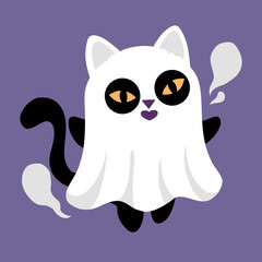 Cat ghost sheet costume halloween spooky feline animal © BlackGroundMeYou 