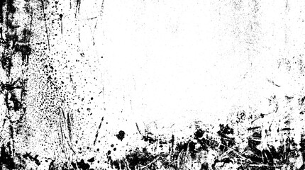 Fototapeta premium Grunge texture with black paint splatters and distressed surface isolated on transparent background