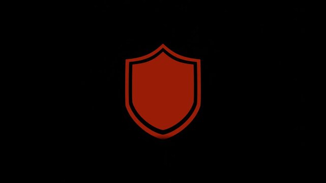 Vibrant orange shield security safety emblem loop animation white background