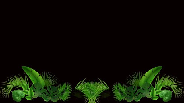 lower third green leaves animation on the alpha channel background