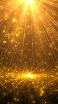 Radiant amber beams meet above a sparkling horizon while floating dust adds rich depth and energy. Ideal for gala openings, wedding edits, trophy reveals, holiday greetings, and premium presentations.