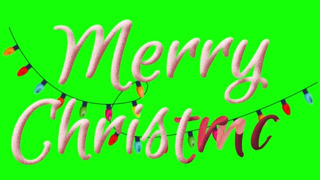 Merry Christmas greeting text appears in a stylized font with festive holiday string lights.