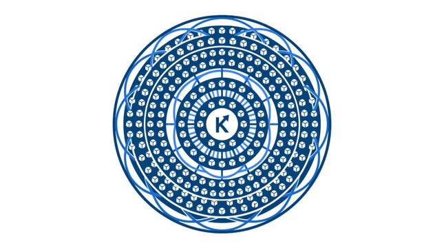 Abstract Kubernetes radial data visualization with central K logo