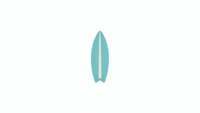 Minimalist blue surfboard icon isolated on white background with design surfboard illustration displays flat design