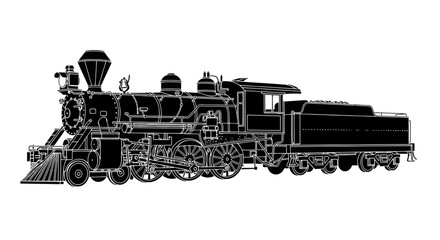 Vintage Steam Locomotive Silhouette Vector Illustration © kumbasng