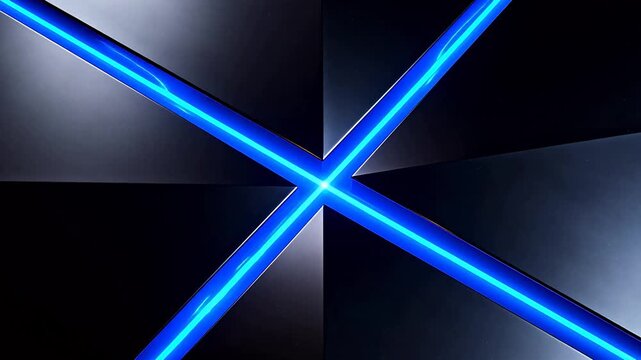 Blue neon lines forming an X shape