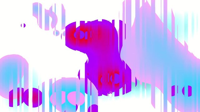 Abstract fluid motion background featuring vibrant morphing shapes distorted by vertical ribbed glass refraction effects, modern colorful animation with alpha channel.