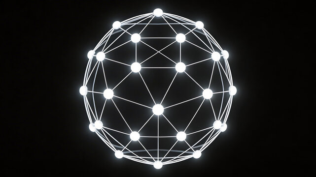 Spherical network of glowing nodes