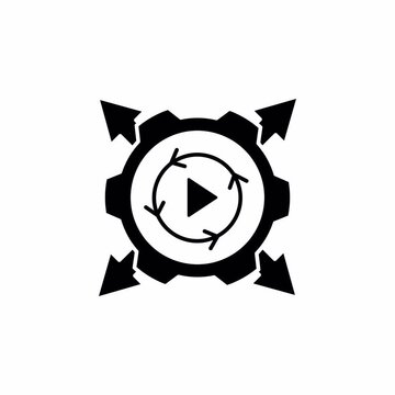 Auto Scalability motion illustrator solid black style for Automation, Artificial Intelligence and Advanced Workflow Integration SaaS Dashboards