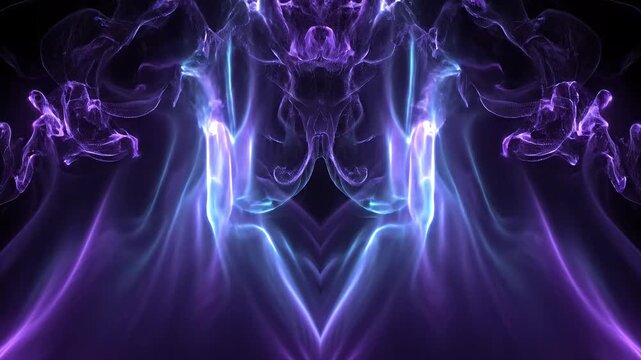 Abstract purple energy wisps on black background.
