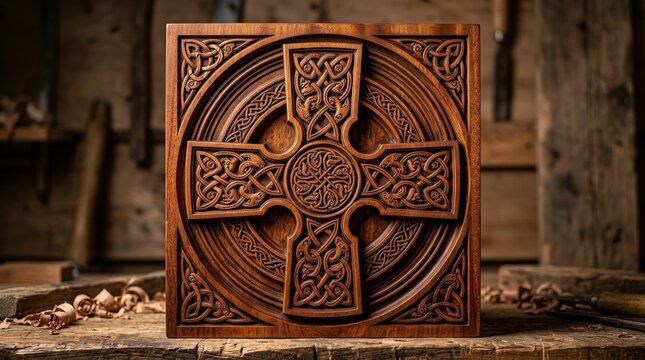 Intricate Celtic knotwork symbol featuring a geometric circular background and swirling animal motifs.
