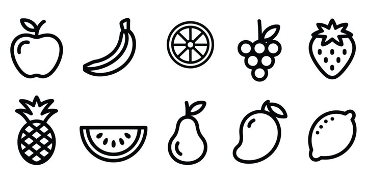 Set of Fruit Line Art Icons