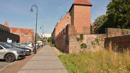 Fragment of an old brick defensive wall in Gdańsk, Poland, Europe © Adam