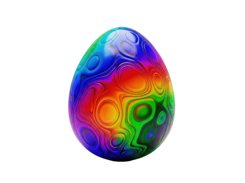 Colorful rainbow textured easter egg isolated on white background