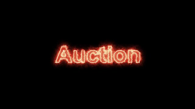 Blue neon glowing auction text animation electric energy light flash sale bidding 4k hd. Animated blue neon auction text sequence motion graphics promo opener 4k ultra hd.