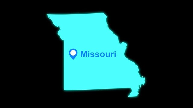 Missouri State map with location pin animation