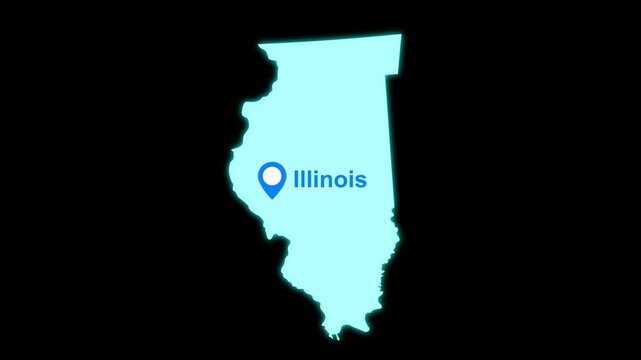 Illinois State map with location pin animation