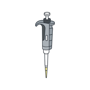 Laboratory Micropipette Editable Outline Vector Illustration for Scientific Research