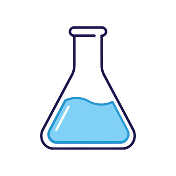 Modern Laboratory Erlenmeyer Flask Editable Outline Vector Illustration for Science and Chemistry