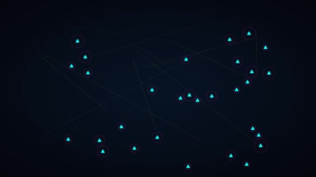 Abstract digital network connection animation 4k background, with glowing blue, triangles and lines technology