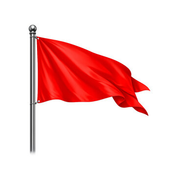 Red flag and pennant on poles mockup